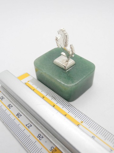 Cavallino Rampante in Argento 925 su Avventurina - fermacarte - soprammobile - - Picture 5 of 5