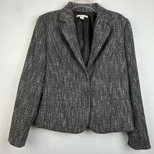 Coldwater Creek Blazer Womens 10 Tweed Jacket Gray 2 Snap Textured Sparkle