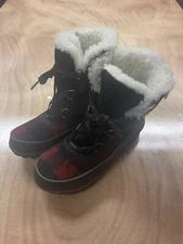 Sorel Tivoli III Winter Snow Boots Black/Red Buffalo Plaid - Size 8