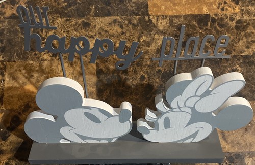 Hallmark Wood Desk Plaque Mickey & Minnie Our Happy Place - Picture 3 of 5