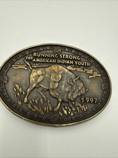 Buffalo Native American Indian Youth Running Strong Belt Buckle