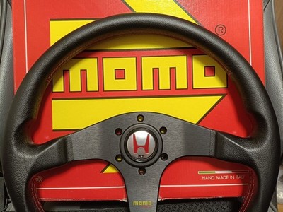 MOMO TUNER Steering Wheel 350mm Black Leather HONDA Button NSX