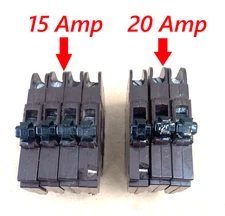 Federal Pacific Stab-Lok, 20 Amp & 15 Amp 1 Pole Circuit Breaker (Lot of 7)