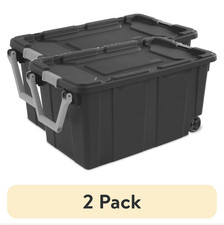  2-Pack 40 Gallon Plastic Storage Bin on Wheels with Locking Lid, Dark Gray