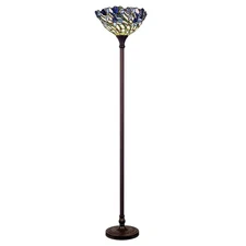 Chloe Lighting 1 Light Tiffany-Style Iris Torchiere Floor Lamp 17" Shade