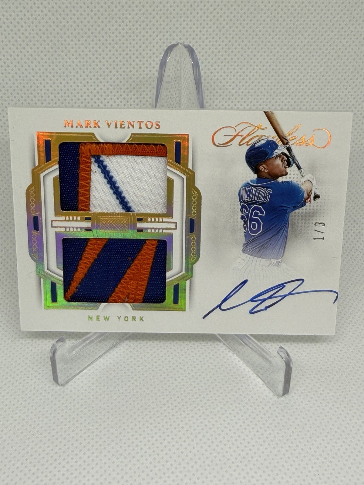 2022 Flawless Baseball Mark Vientos Patch Auto 1/3 First On Print Rare view 1