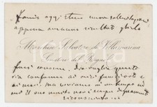 1870 ca Marchese Salvatore PES DI VILLAMARINA senatore *Biglietto AUTOGRAFO