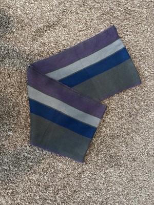 Oriflame Brand Striped Scarf Purple Blue Grey Acrylic Knit