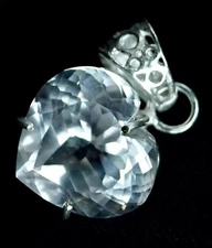 Natural AGL Certified 30 Ct White Sapphire Gemstone 925 Solid Silver Pendant