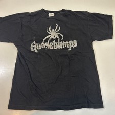 Vintage 1995 Youth Large Goosebumps T-shirt RL Stine Spider Spooky Black As-Is