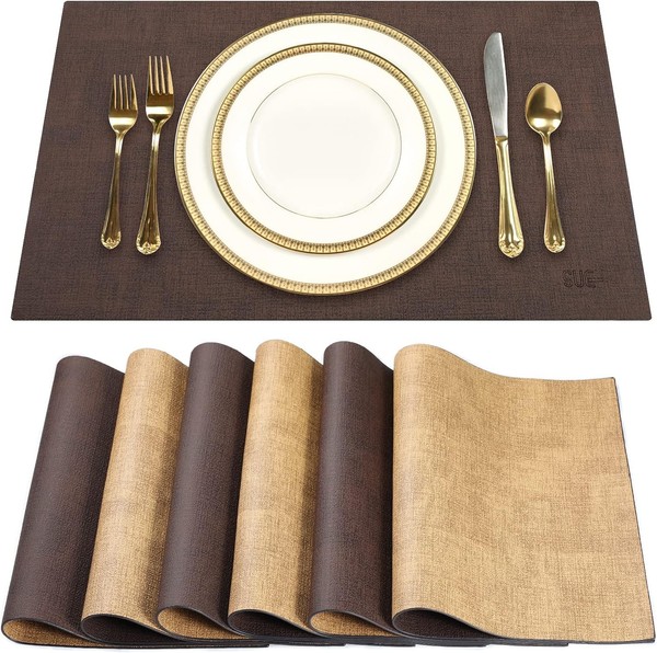 Tischsets Platzsets 6Er-Set Lederoptik Abwaschbar FüR Esszimmer KüChe 5,44 StüCk-image