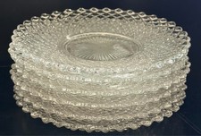 Vintage Diamond Point Clear Glass Luncheon Plates Set of 6 - 8.5" Scalloped