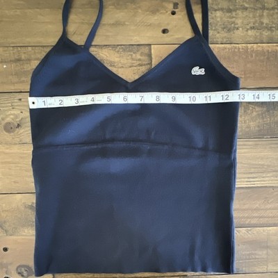 Lacoste Women s Black Solid Logo Strap Camisole Tank Top Size 38