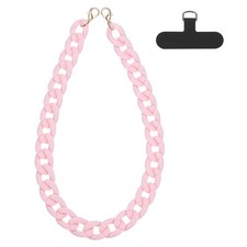 Phone Wrist Strap, 24" Acrylic Cellphone Chain with Tether Tab, Light Pink
