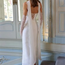 Simple Strapless Rhinestones Evening Dress Mermaid Lace-up Back Party Prom Dress
