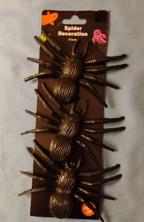 Halloween Decor - 3 Spider Stick-On Decorations 🕷️ Black  3” x 4” - NEW