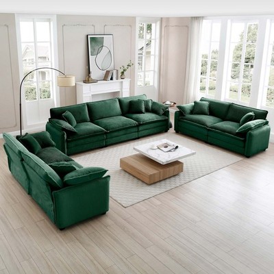 Modern Living Room Sofa 3 Pieces Set, Two 2-Seater Sofas and One 3-Seater Sofa