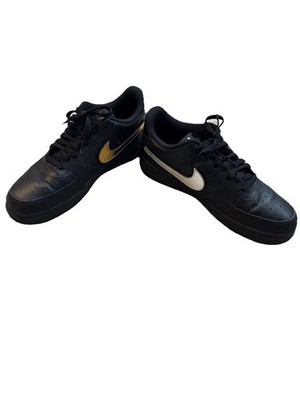 Nike Air Force MENS SIZE 13 Black Metallic Gold Removable Swoosh Pack Y2K  RARE