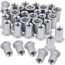 100 Tuercas De Remache Con Brida De Aluminio De 1/4-20, Tuerca Remache De Cab...