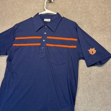 Auburn Tigers Vintage Nutmeg Mills Polo Shirt Men's L Short Sleeve Pocket Navy