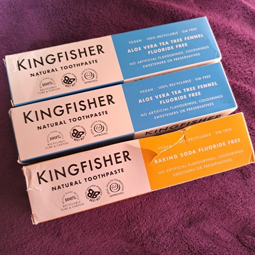 Kingfisher Natural Toothpaste 100ml Flouride Free X3 Boxes Damaged