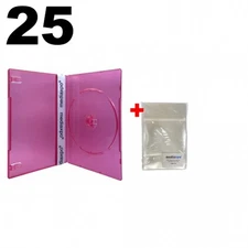 25 SLIM Clear Red Color Single DVD Cases 7MM & 100 OPP Bags