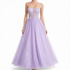 Windsor Tia Lace Applique A-Line Ball Gown Lavender Long Prom Dress Sz Large 11