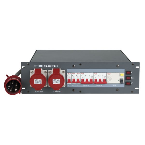 Showgear PS-3202 MKII CEE 32 A 32A-CEE-Eingang - 2 x 16A-CEE-Ausgänge + 6 x Schuko-Ausgänge - Bild 2