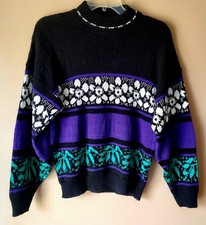 American Pride Vintage USA Made 100% Acrylic Floral Sweater M
