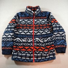 Columbia Kids Sherpa Fleece Jacket S 8 Navy Orange Geometric Full Zip