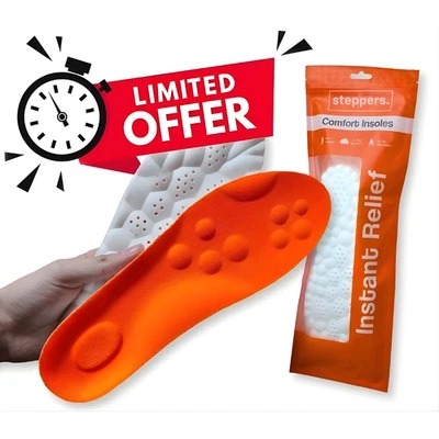 Original Steppers Comfort Boosting Massage Insoles for Heel & Plantar Fasciitis