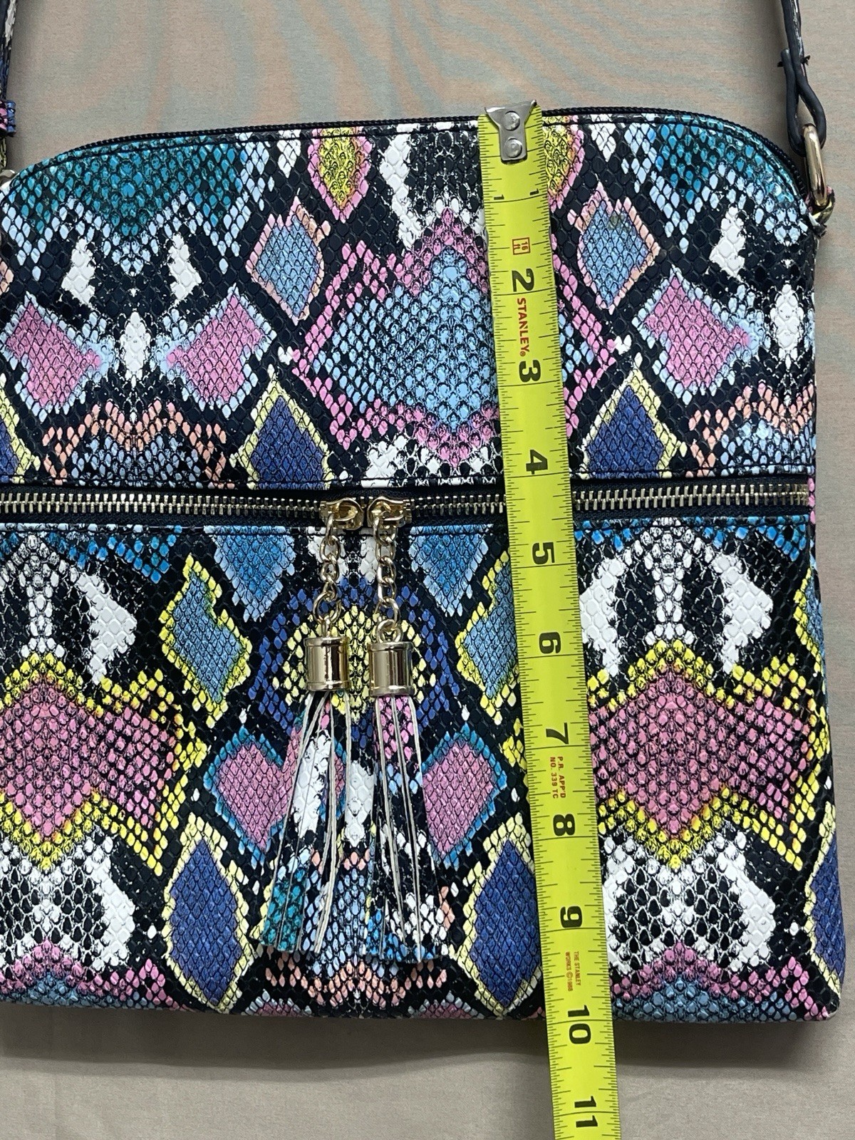 Multicolor Python Print Faux Leather Crossbody/Sh… - image 14
