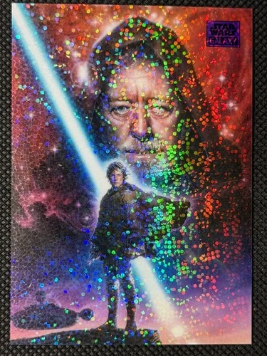 2025 Topps Chrome Star Wars Galaxy Luke Skywalker &amp; Obi Purple Speckle #51 /125