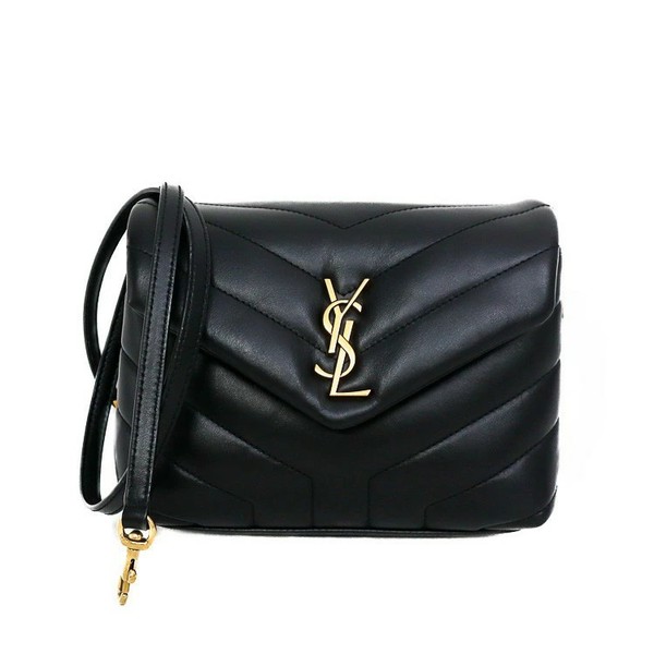 AUTH SAINT LAURENT LOULOU SHOULDER BAG 678401 QUILTED LEATHER BLACK WOMEN'S F/S