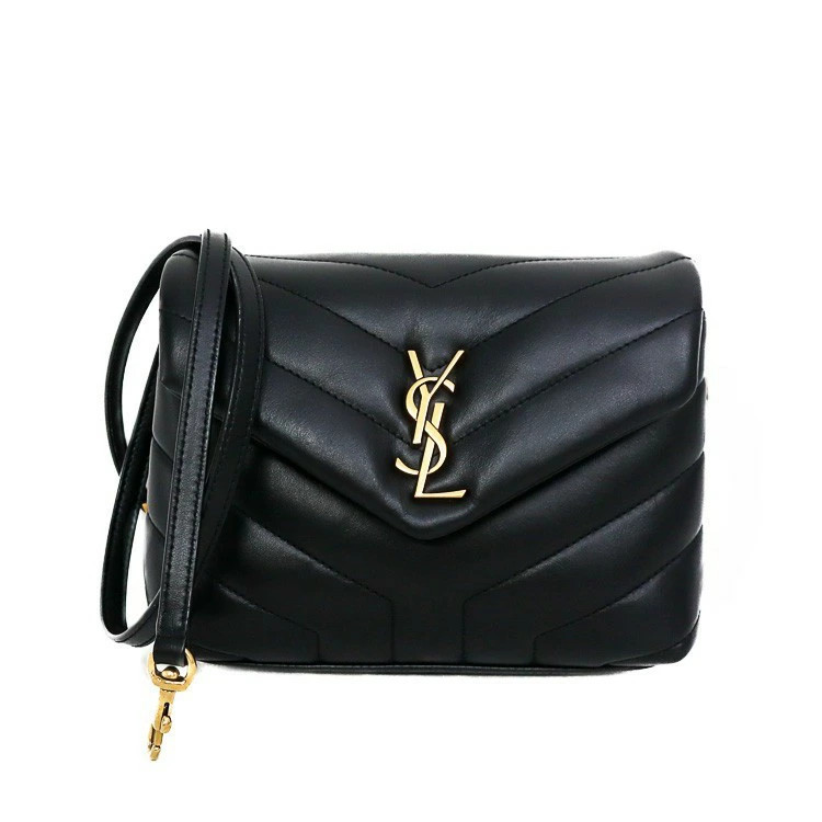 AUTH SAINT LAURENT LOULOU SHOULDER BAG 678401 QUILTED LEATHER BLACK WOMEN'S F/S