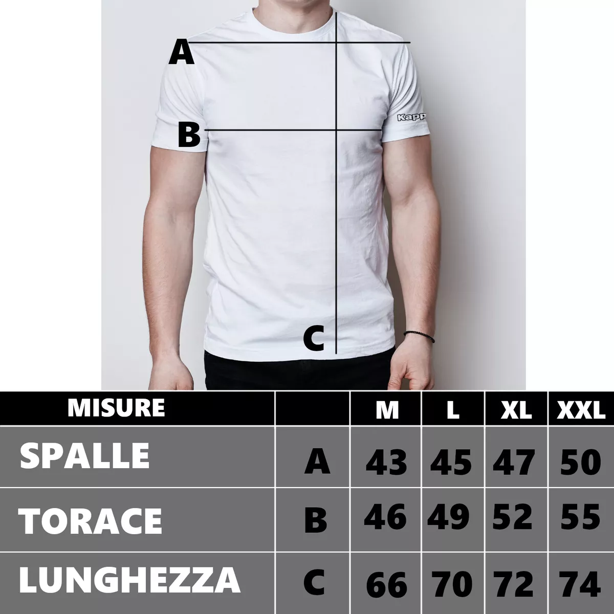 Tabella top taglie kappa