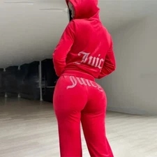 New Women Y2K Juicy Logo Couture Tracksuit 2-piece Set Sport Suit Velvet Jogging