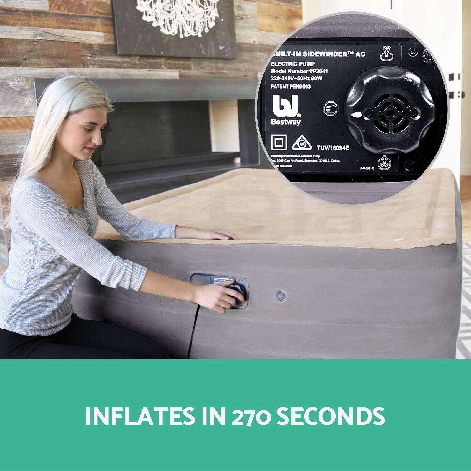 Bestway Luxury Air Bed Queen Size Inflatable Mattress Builtin Pump