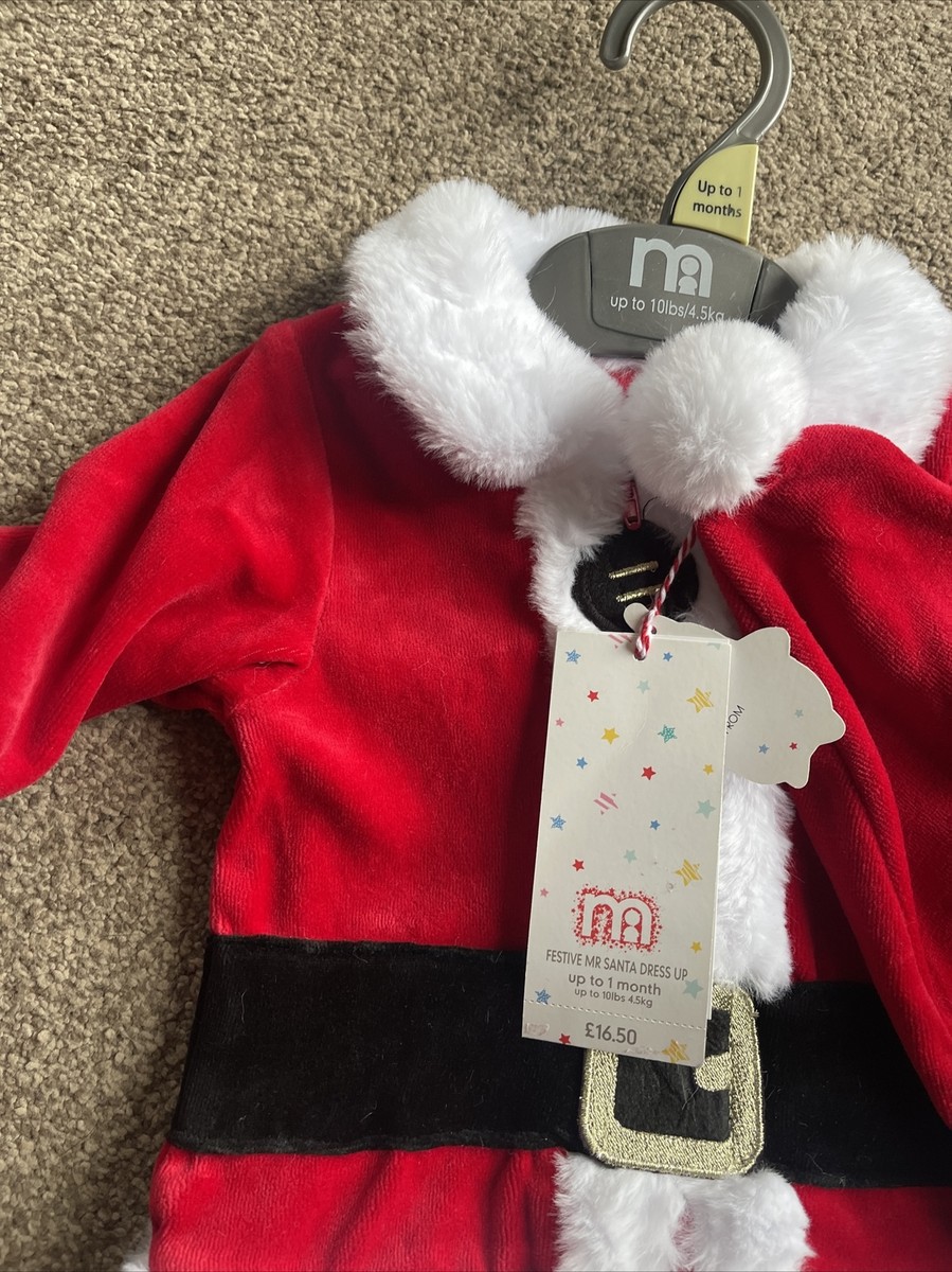 Mothercare Velour Father Christmas Outfit Santa Suit Up To Month
