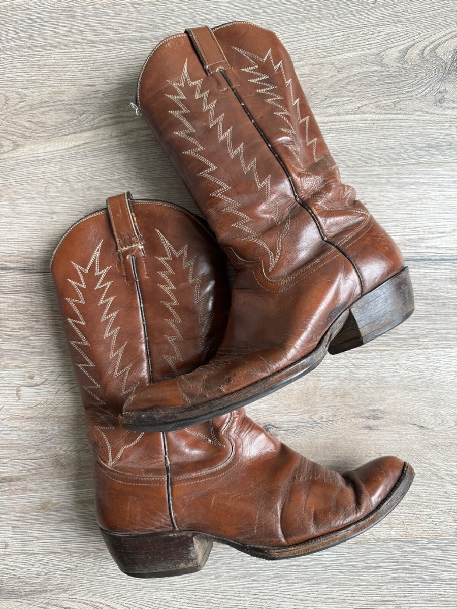 Cowboy Western Boots 90s Leather Brown Shoes Vintage | eBay