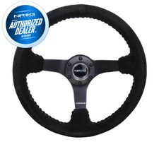 New Nrg Deep Dish Steering Wheel 350mm Black Suede Red Stitching Rst-036mb-s-rd New Nrg Deep Dish Steering Wheel 350mm Black Suede Red Stitching Rst-036mb-s-rd