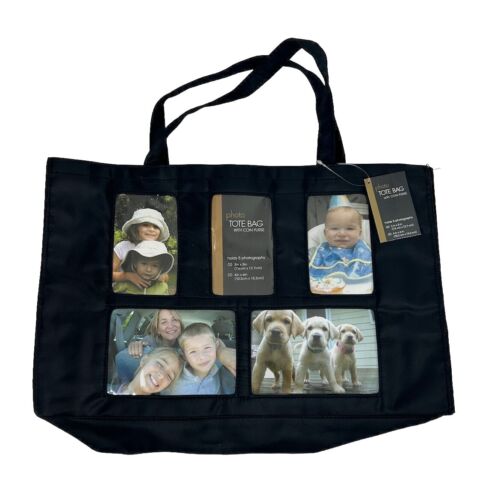 Photo Holder Black Tote Bag Coin Purse Beach Back To School Great Gift NWT