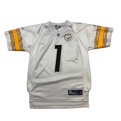 Reebok Pittsburgh Steelers Jersey Youth Boy L Large White Torres #1 Custom Print