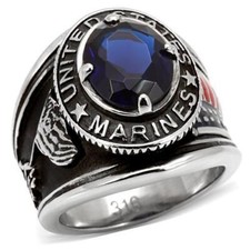 Anello uomo marines argento zaffiro blu ovale cubico zirconi sigillo acciaio mignolo