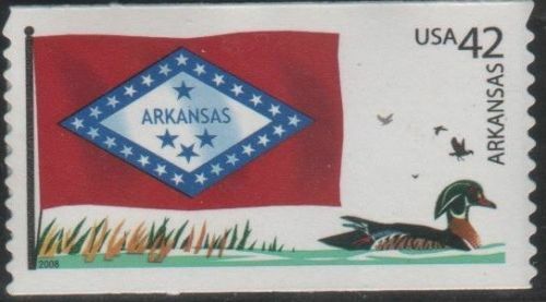 ARKANSAS STATE FLAG US 2008 SCOTT #4278 FLAGS OF OUR NATION SET I  MVF 42c STAMP - Picture 1 of 2