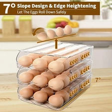 Clear Plastic Egg Holder | Layer | Detachable Lid | Refrigerator | Rolling, St3