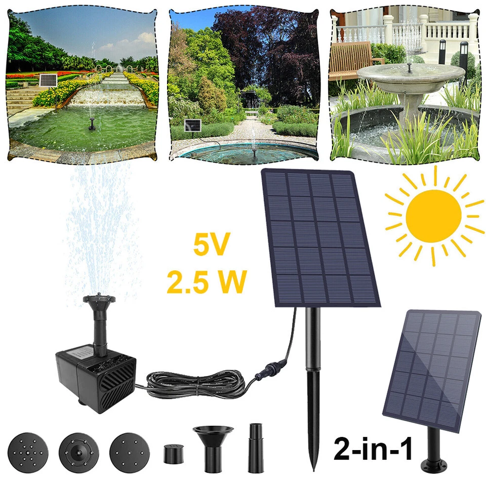 Solar Teichpumpe Brunnenpumpe Gartenbrunnen Miniteich Brunnen Solarpumpe 2,5W 5V - Bild 2 von 4