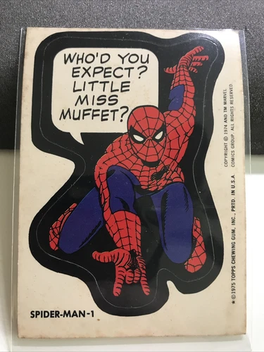 1975 TOPPS MARVEL COMIC BOOK HEROES STICKER SPIDER-MAN - 1 VINTAGE Spider-man