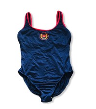 Vintage Lands End One Piece Bathing Suit Swim Suit Size 14 Blue Logo Emb