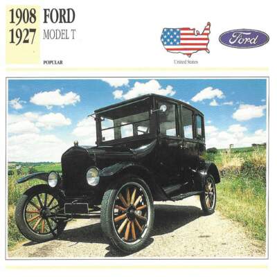 Edito Service photo card 1908-1927 FORD MODEL T Spec Sheet car fact 1991